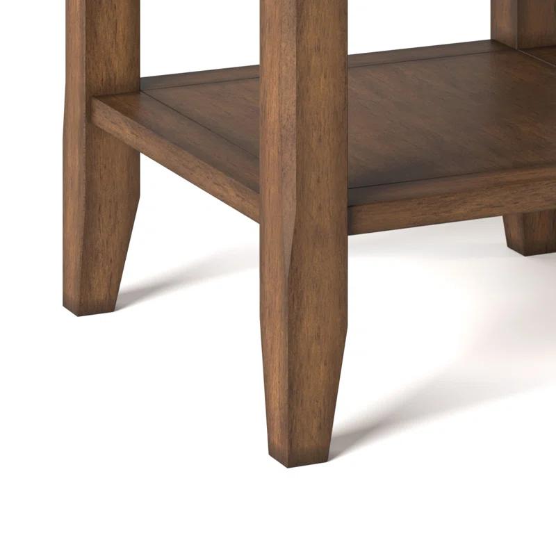 Simpli Home Acadian Solid Wood Transitional Table with Open Shelves