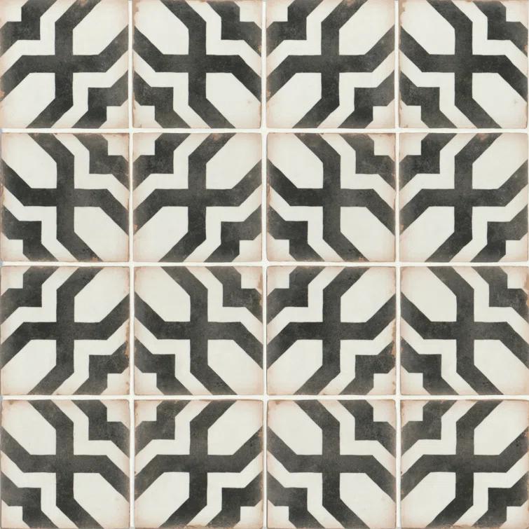 Bedrosians Casablanca 5" x 5" Ceramic Patterned Floor Use Tile (Set of 32)