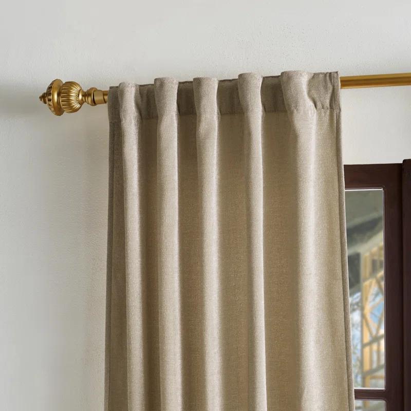 Martha Stewart Naples Chenille Solid Semi-Sheer Rod Pocket Curtain Panels (Set of 2)