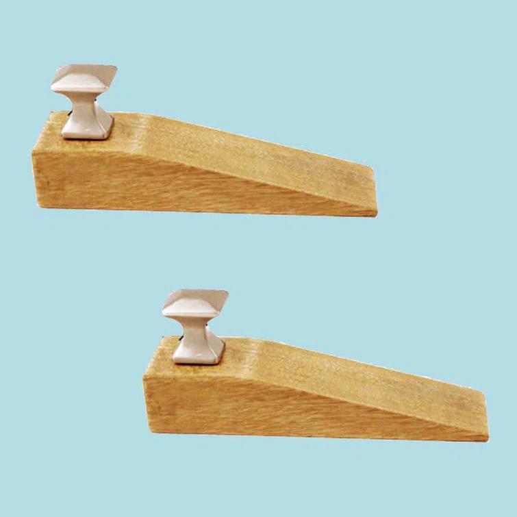 The Renovators Supply Inc. Knob Wood Wedge Floor Stop (Set of 2)