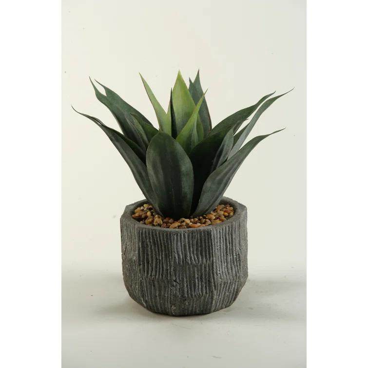 D&W Silks Red/Green Agave Plant in Ceramic Planter