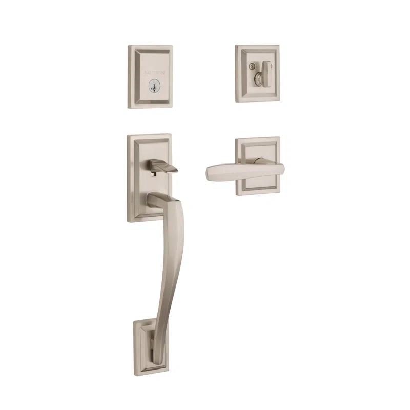 Baldwin 180TPHXTOL15SLBSMTCP Prestige Torrey Pines Handleset with Single Cylinder Deadbolt and Torrey Door Lever and Torrey Rosette
