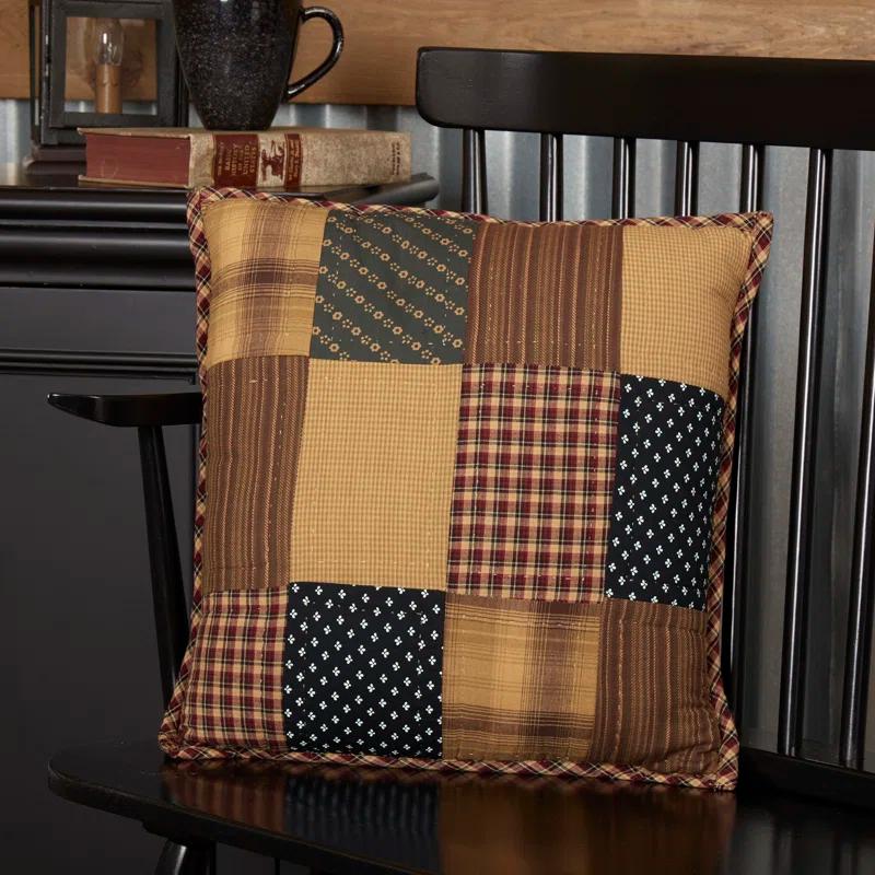VHC Brands Patriotic Patch Patchwork Cotton Reversible Throw Pillow