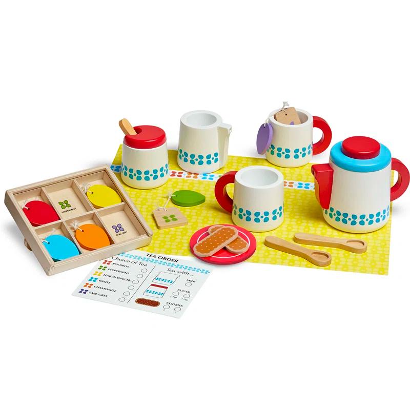 Melissa & Doug 22 Piece Wooden Steep and Serve Tea Set