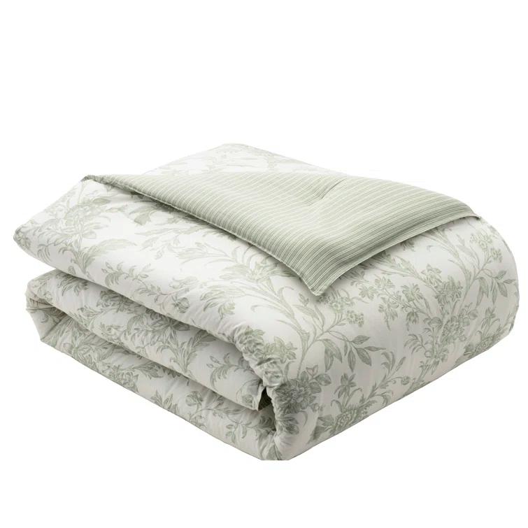 Laura Ashley Laura Ashley Natalie Green Floral Cotton Comforter Bonus Set