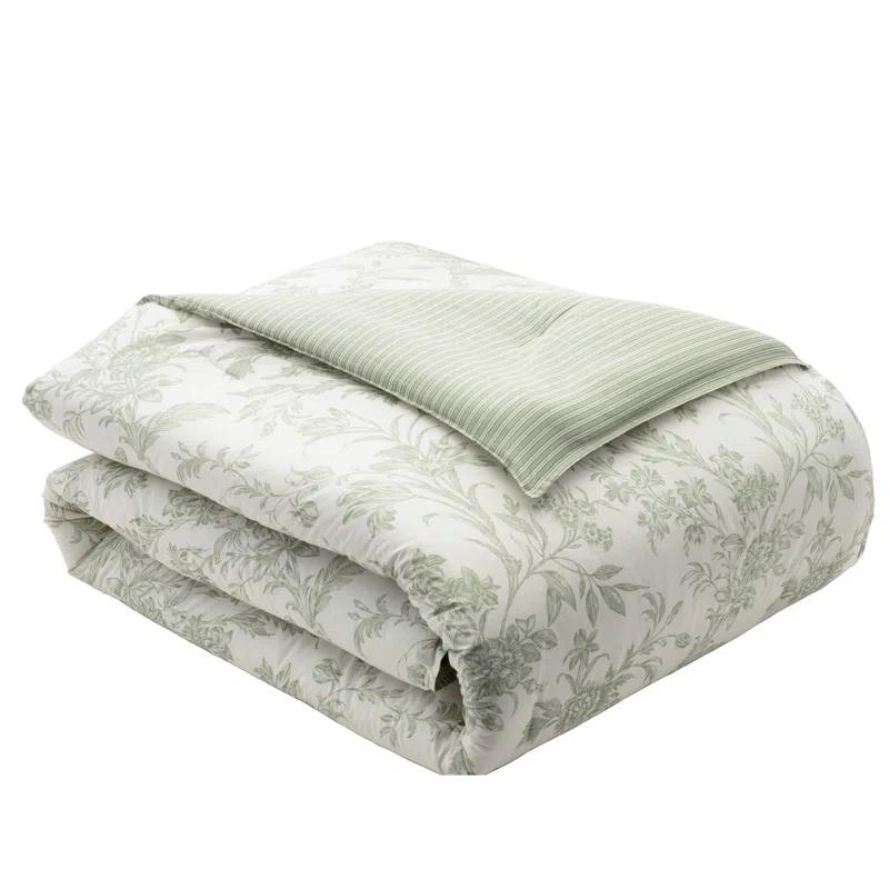 Laura Ashley Laura Ashley Natalie Green Floral Cotton Comforter Bonus Set
