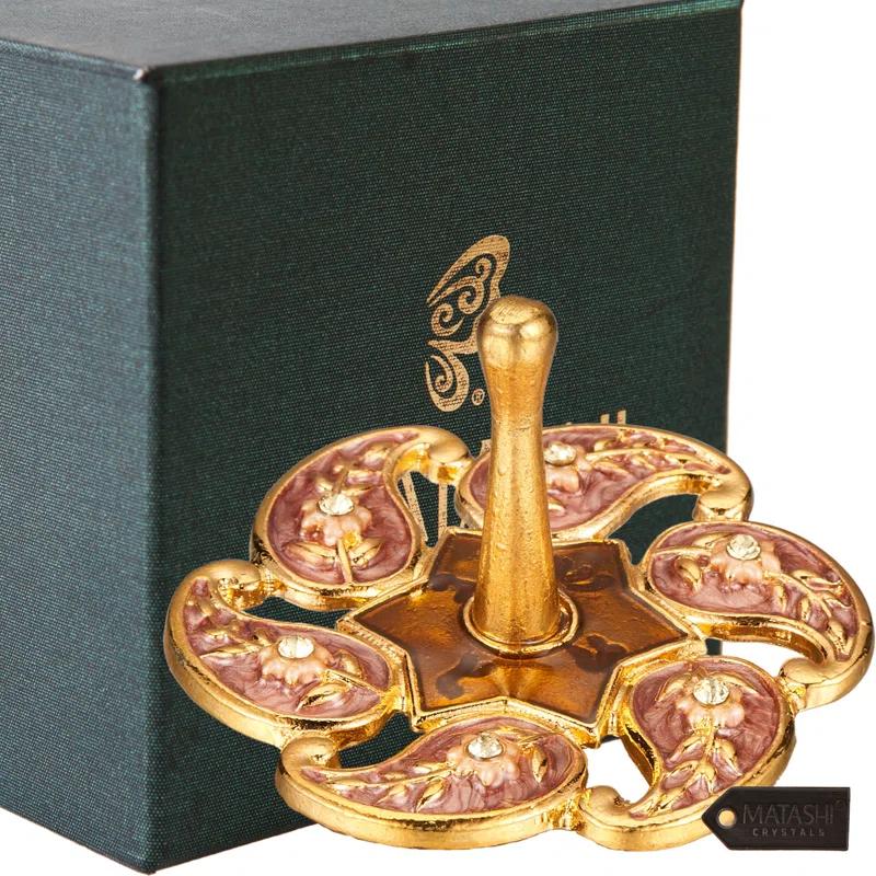 Matashi HandPainted Enamel Menorah Candelabra-Hanukkah Design  Crystal