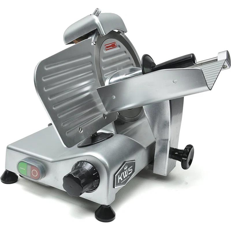 KWS KitchenWare Station KWS 200W Electric Meat Slicer 7.67 Stainless Steel Blade, Frozen Meat/ Deli Meat Slicer Low Noises