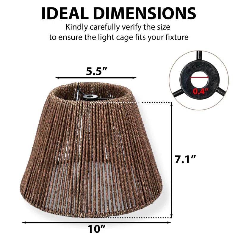 Bayou Breeze Bayou Breeze Farmhouse Water Hyacinth Drum Lamp Shades for Table Lamps, Wicker Pendant Light Shade Replacement, Rustic Light Fixture Cover, Woven Chandelier Replacement Shades for Living Room, Kitchen, Desk Decor, Spider Fitter
