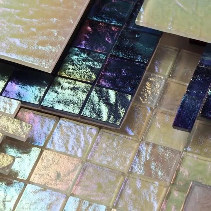 Speckle 11.73" x 11.73" Iridescent 2" Squares Glass Mosaic Wall Tile (0.95 Sq. Ft. / Sheet)