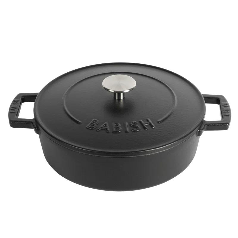Babish 3 Quarts Non-Stick Enameled Cast Iron Braiser with Lid