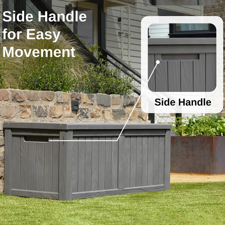 EAST OAK 26.6'' W 120 Gallons Lockable Deck Box in Grey