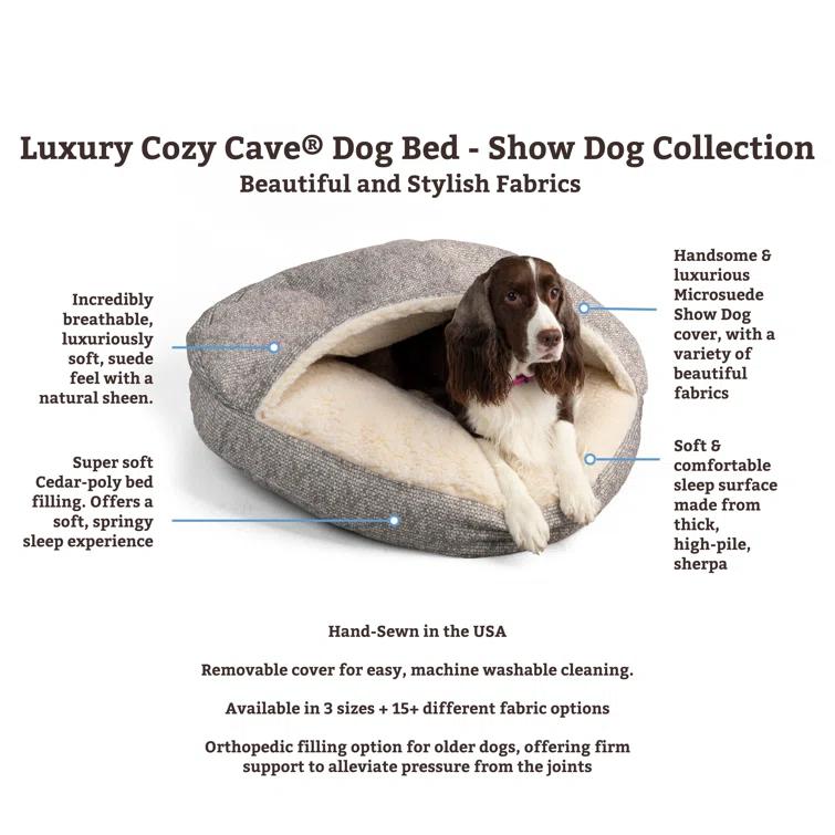 Snoozer Pet Products Snoozer Premium Mircosuede Cozy Cave Hooded Dog Bed