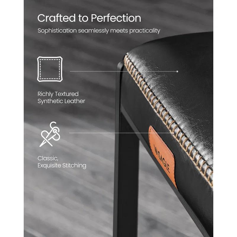 VASAGLE Bar Stools Set of 2, Counter Height Bar Stools, Synthetic Leather with Stitching (Set of 2)
