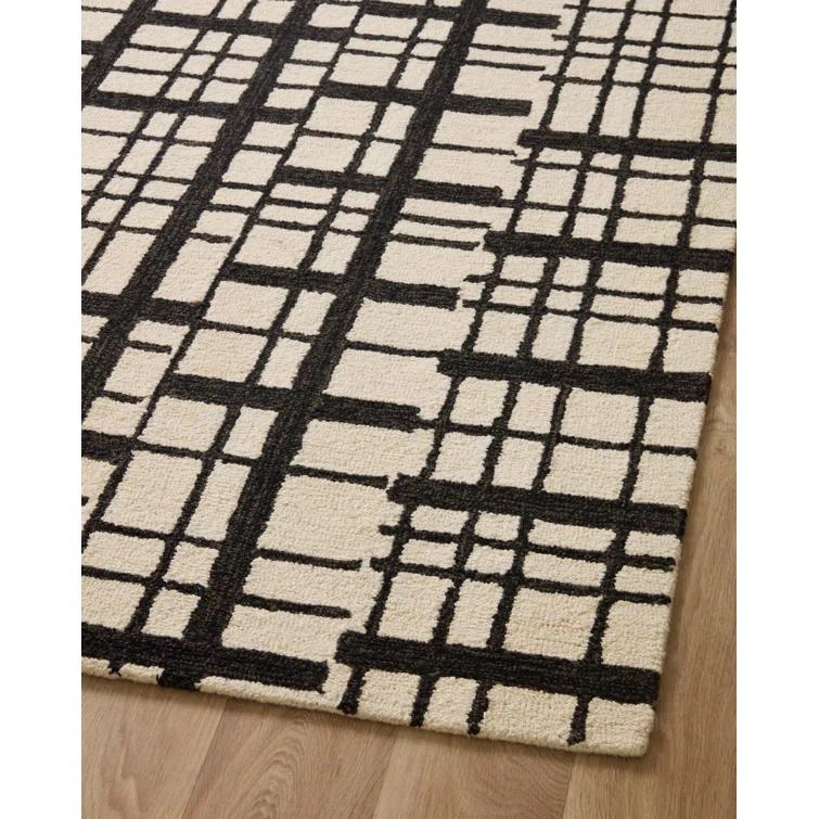 Chris Loves Julia x Loloi Chris Loves Julia x Loloi Polly Checkered Hand Tufted Jute/Sisal/Wool Black/Ivory Area Rug