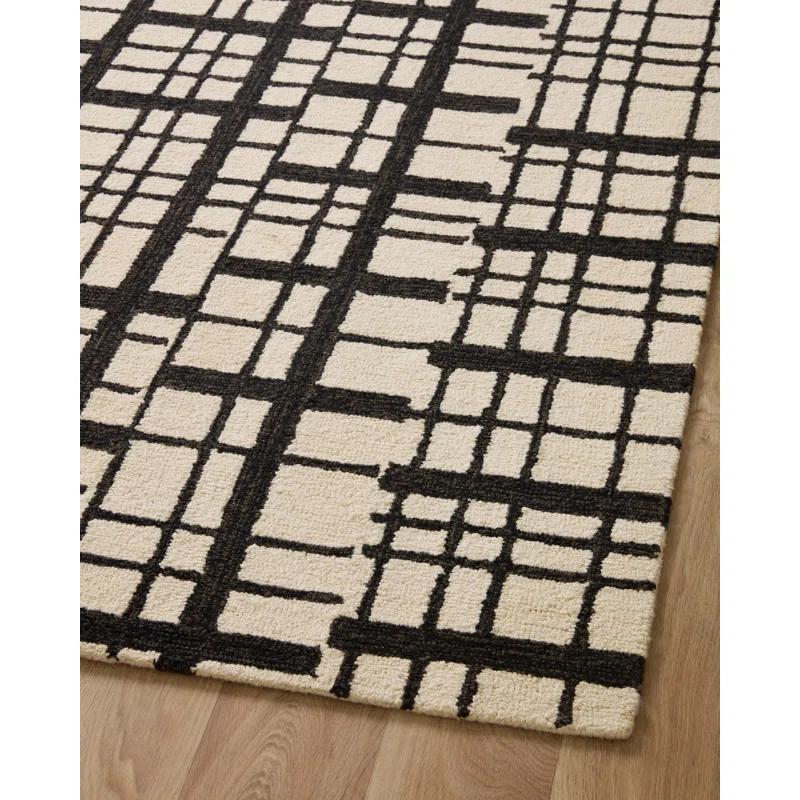 Chris Loves Julia x Loloi Polly Checkered Hand Tufted Jute/Sisal/Wool Black/Ivory Area Rug