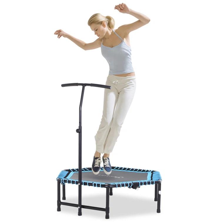 Soozier Soozier 4' Foldable Hexagon Indoor Fitness Trampoline with Handlebar