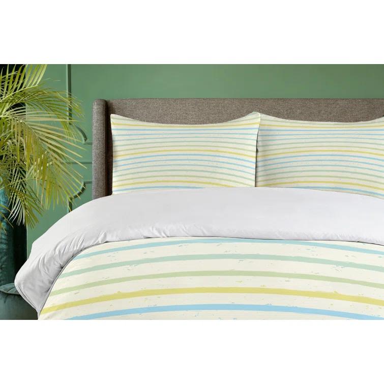 Ambesonne Striped Farmhouse / Country Striped Duvet Cover Set