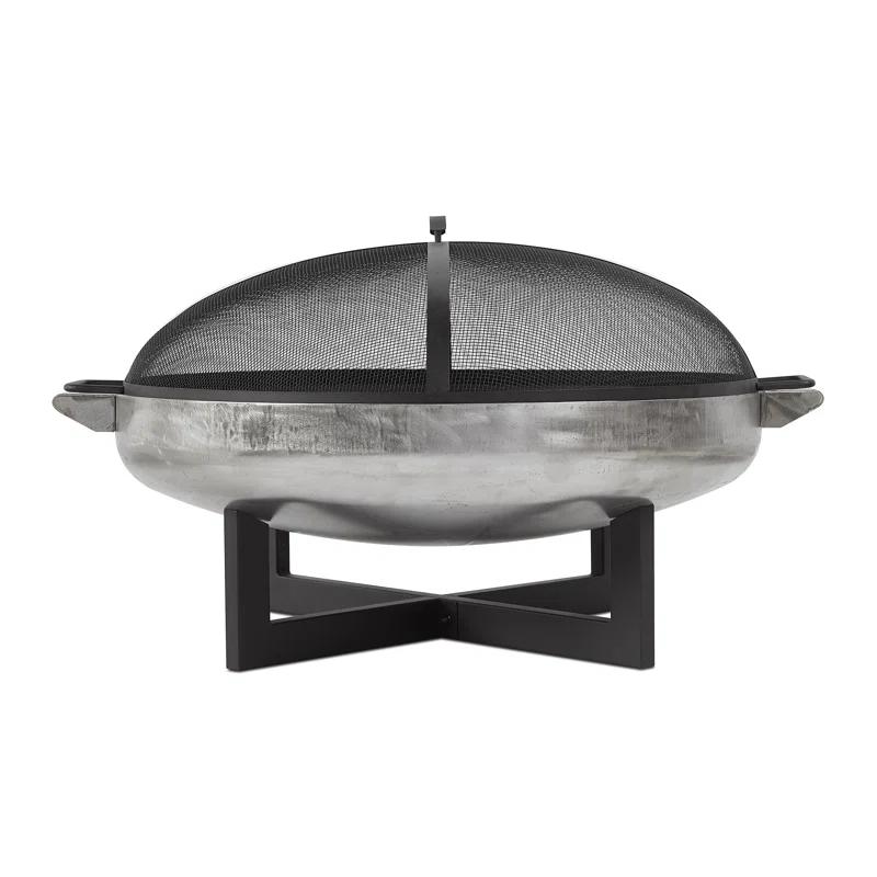 La Porte 21" H x 36.8" W Steel Wood Burning Outdoor Fire Pit with Lid