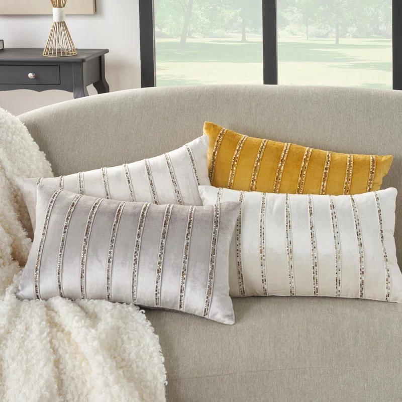 Mina Victory AZ217-012021 Sequined Cotton Blend;Viscose Throw Pillow