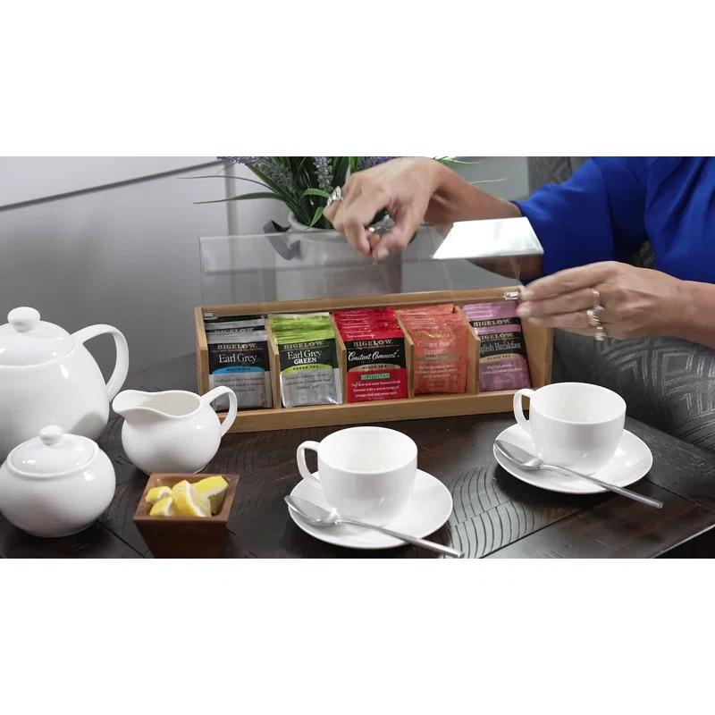 Lipper Bamboo 5-section Tea Box With Acrylic Cover