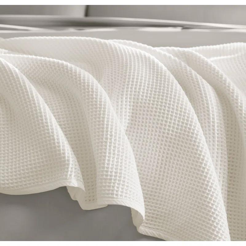King White Organic Cotton Waffle Weave Throw Blanket