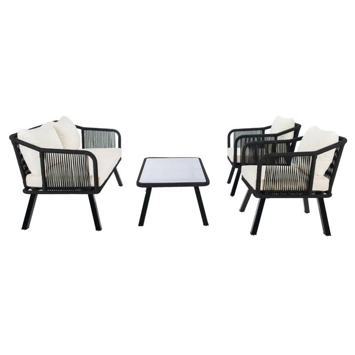 Highland Dunes Orme 4 Piece Rattan Sofa Seating Group with Cushions & Reviews | Wayfair