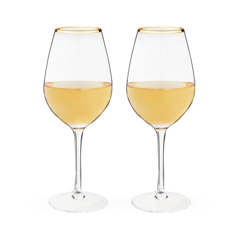 Twine Gilded Stemmed Wine Glasses (Set of 2)