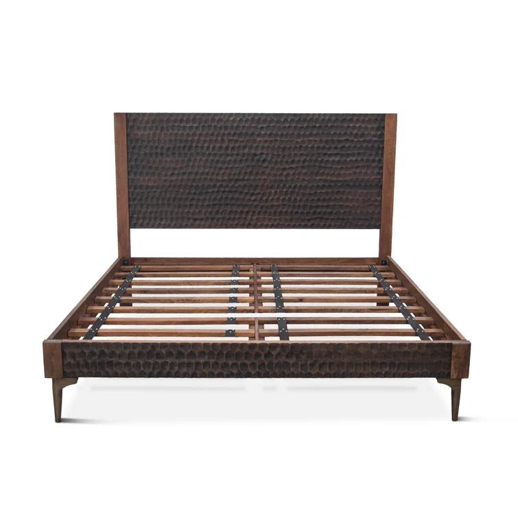 Santa Cruz Queen Dark Brown Mango Wood Platform Bed with Slats