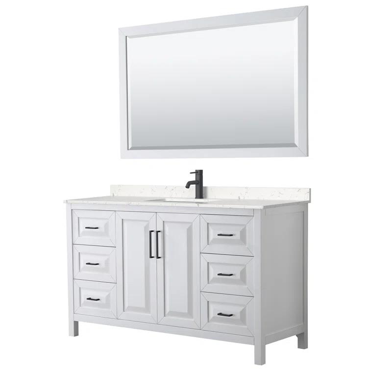 Wyndham Collection Daria 60'' Single Bathroom Vanity with Marble Top with Mirror
