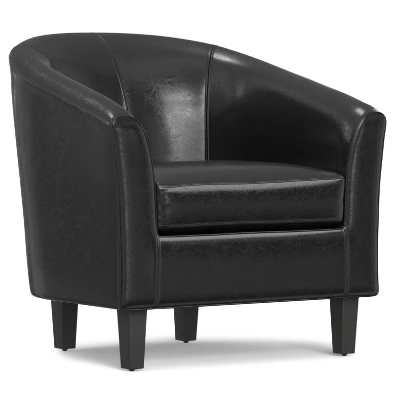 Simpli Home Austin 30"W Upholstered Vegan Faux Leather Contemporary Tub Accent Chair with High Arms and Deep Seat