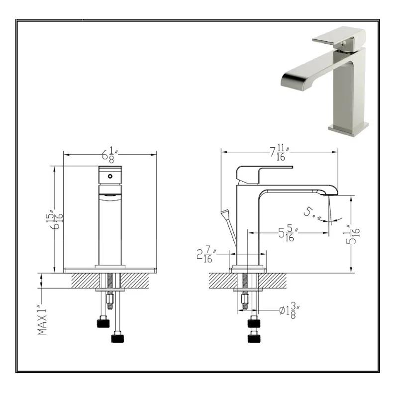 UCore UFC34PS0010 Single-Hole Single-handle Bathroom Faucet with Drain Assembly
