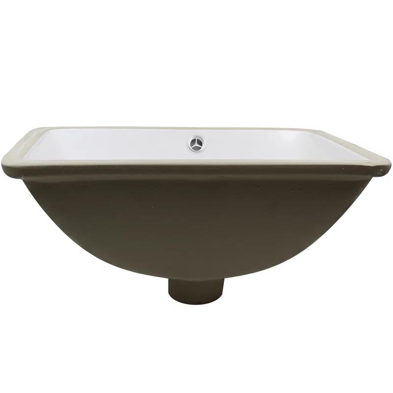 Novatto NP-U193902 Novatto 18.25'' White Porcelain Rectangular Bathroom Sink with Overflow