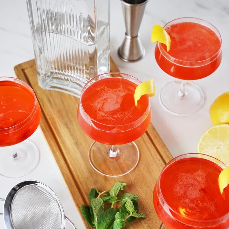 Viski Raye Angled Crystal Coupe Glasses (Set of 4)