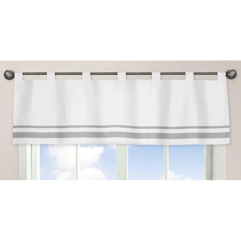 Sweet Jojo Designs White and Gray Hotel Cotton Tab Top Tailored Curtain Valance