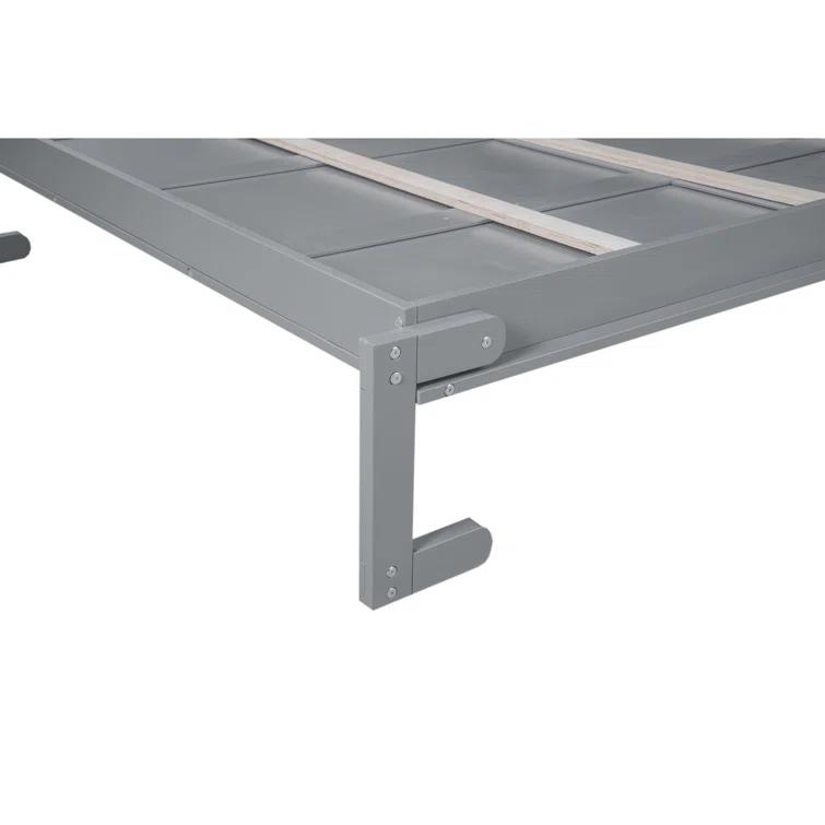 HOME FURNITURE Queen Size Murphy Bed Wall Bed With Shelves And LED Lights,