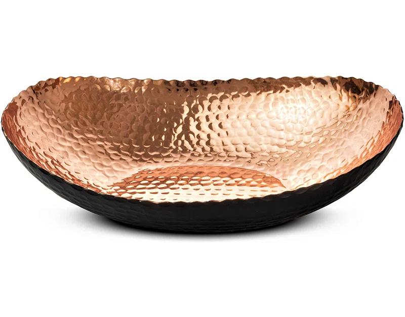 Monarch Abode Hand Hammered Metal Decorative Centerpiece Fruit Bowl for Kitchen Counter, 12.75 inch