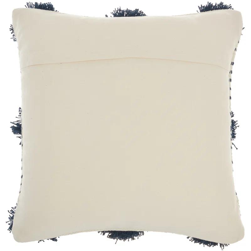 Mina Victory Pom-poms Cotton Reversible Throw Pillow