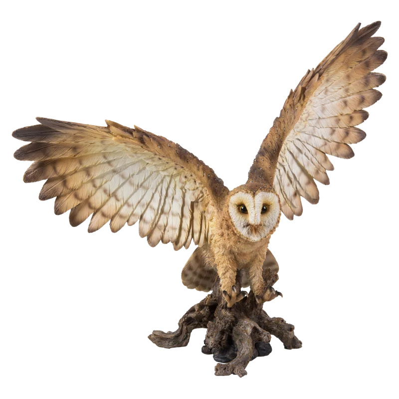 Hi-Line Gift Ltd. Barn Owl on Stump with Open Wings Statue