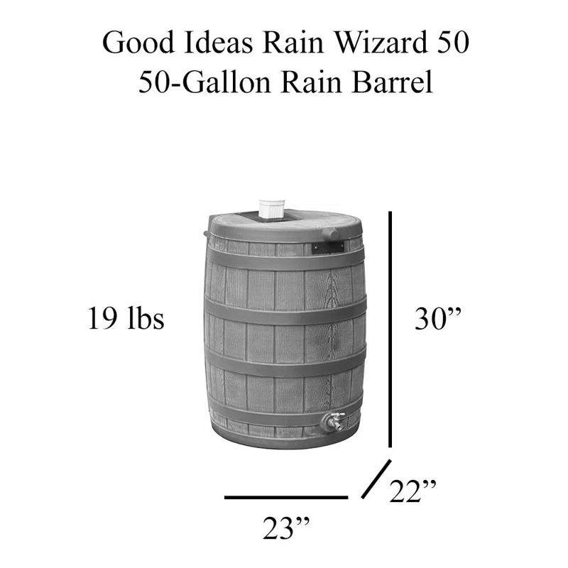 Good Ideas Good Ideas Rain Wizard Whiskey Style Rain Barrel with Overflow and Spigot