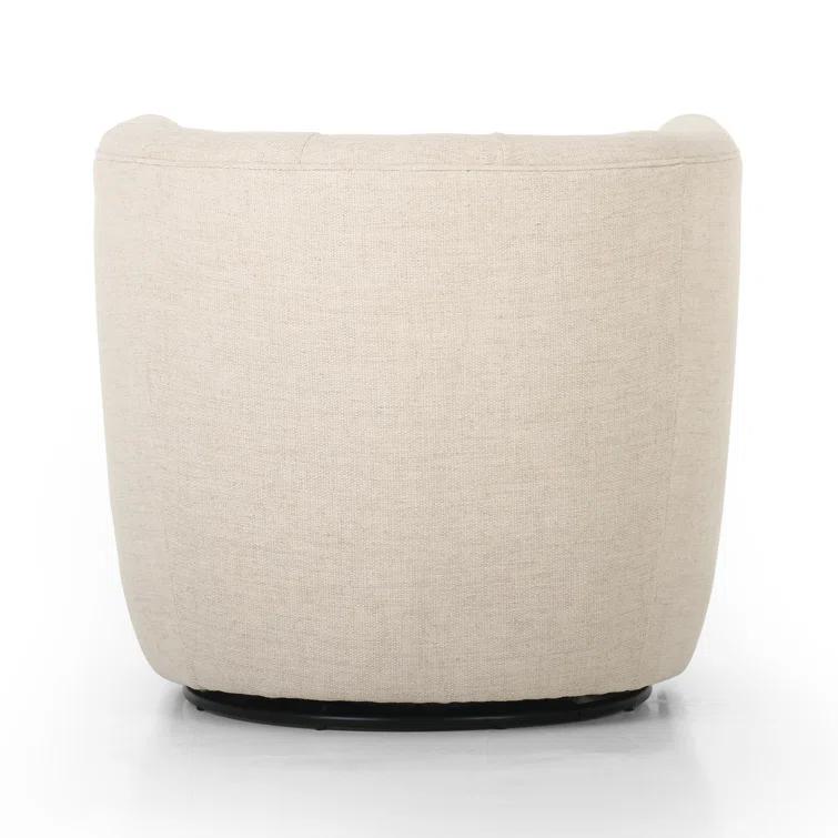 Thames Cream Leather Handcrafted Swivel Chair