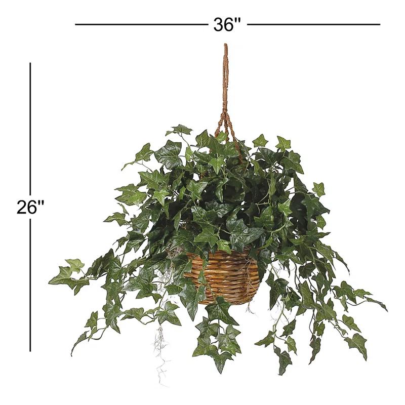 Primrue 26'' Faux Ivy Plant in Wood Basket