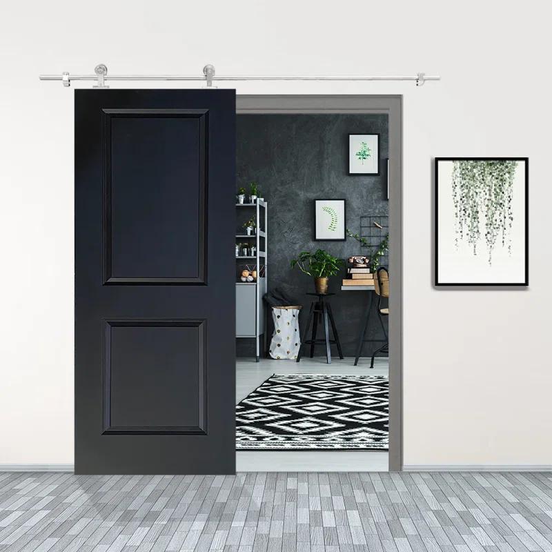 Calhome 80'' Solid + Manufactured Wood Paneled Painted with Installation Hardware Kit Barn Door