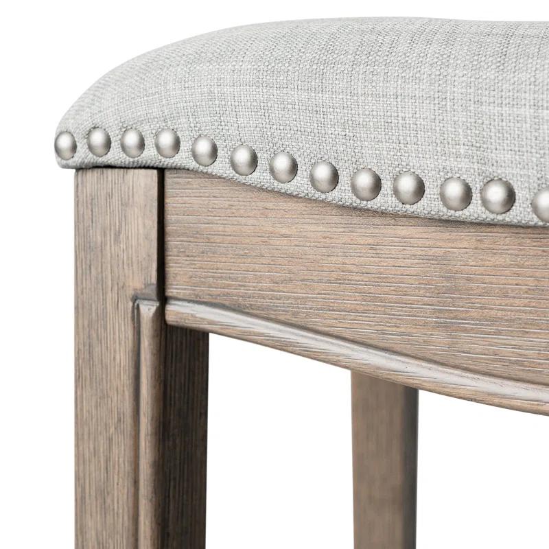Maven Lane Maven Lane Adrien Backless Saddle Kitchen Stool with Fabric Upholstery
