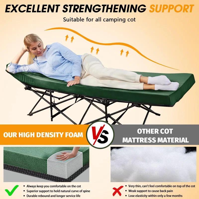 LIFETIME FLOORING LLC Camping Cot Mattress Memory Foam Sleeping Pad For Camping Cot