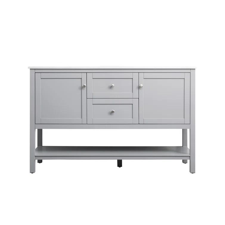 Hokku Designs Heath 54’’ Bathroom Vanity With Engineered Marble