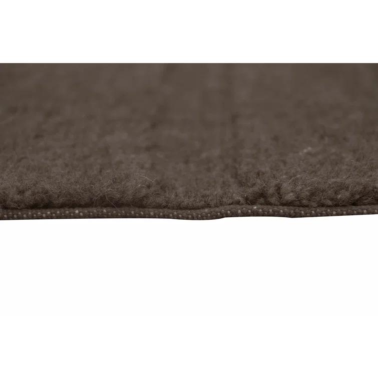 Sheep Brown Hand-Tufted Wool Stripe Rug with Fringe