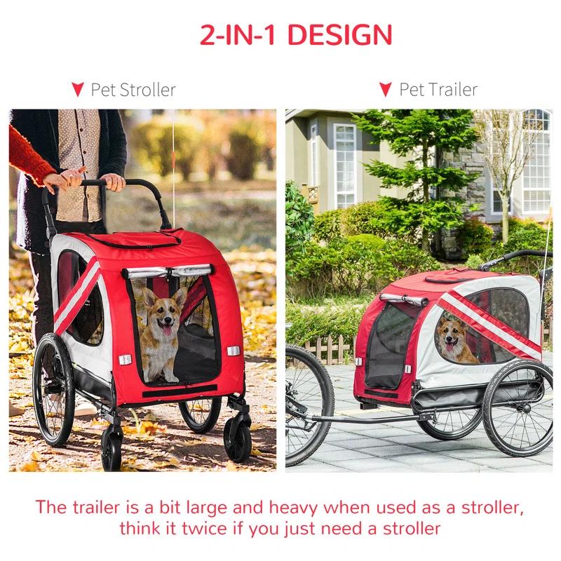 Foldable Pet Jogger Stroller with Detachable Carrier