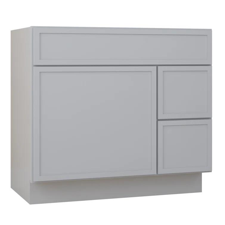 36" W Birch Plywood Freestanding Single Base 2 Drawers Storage Cabinet with Soft Close Door