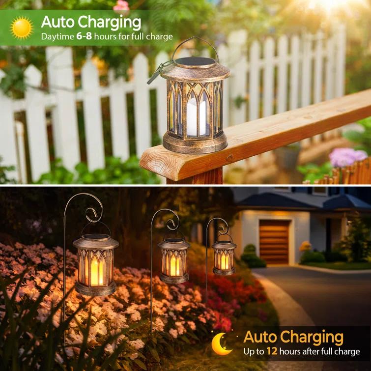 KOOPER Solar Lantern Outdoor Lights, Upgraded Flickering Candle Solar Lanterns Lights Outdoor Waterproof, Hanging Outdoor Solar Lanterns Lights, Solar Powered Lanterns For Yard Garden Decor (Set of 2)